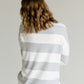 Gray Stripe Drop Shoulder Patch Pocket Top - FINAL SALE Tops