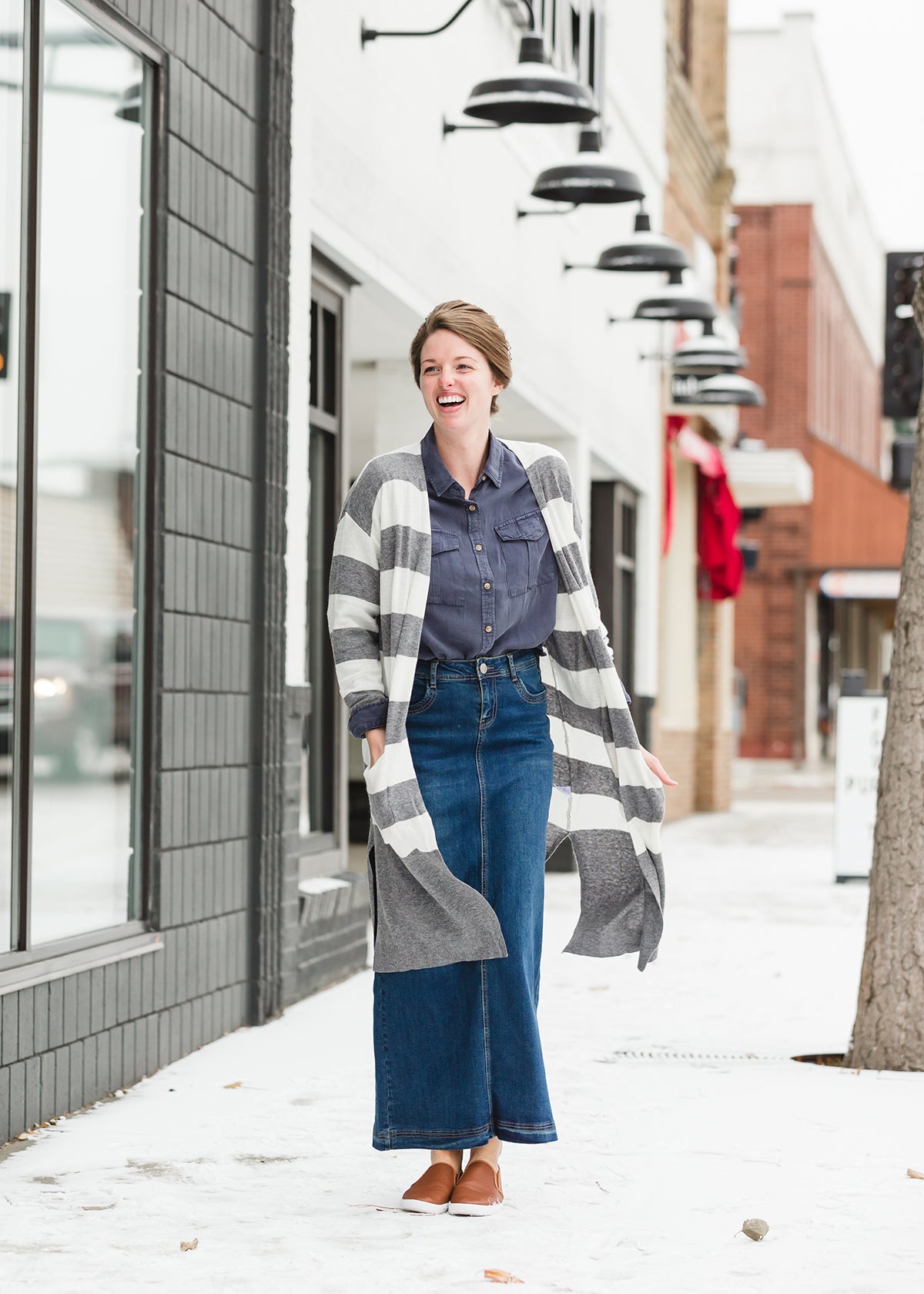 Gray Striped Duster Cardigan - FINAL SALE Layering Essentials