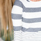 Gray Striped Tulip Hem Lightweight Sweater - FINAL SALE Tops
