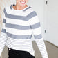 Gray Striped Tulip Hem Lightweight Sweater - FINAL SALE Tops