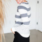 Gray Striped Tulip Hem Lightweight Sweater - FINAL SALE Tops