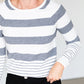 Gray Striped Tulip Hem Lightweight Sweater - FINAL SALE Tops