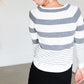 Gray Striped Tulip Hem Lightweight Sweater - FINAL SALE Tops
