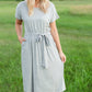Gray Tie Waist Knit Midi Dress - FINAL SALE Dresses