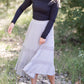 Gray Trim Detail Lined Midi Skirt Skirts Wishlist