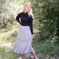 Gray Trim Detail Lined Midi Skirt Skirts Wishlist
