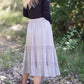 Gray Trim Detail Lined Midi Skirt Skirts Wishlist