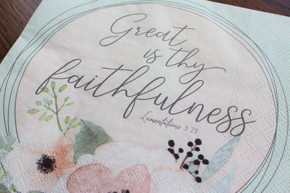Great is thy Faithfulness Scripture Luncheon Napkin Home & Lifestyle