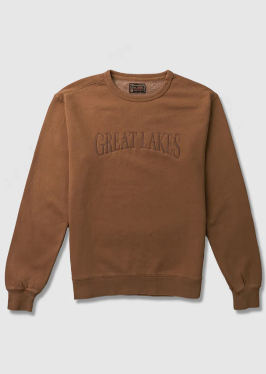 Great Lakes Embroidered Crewneck Sweatshirt Tops Brown / S