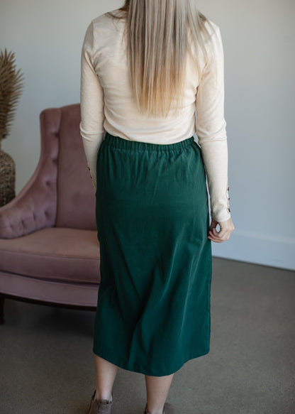 Green Corduroy Patch Pocket Button Detail Skirt Skirts Hayden
