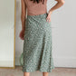 Green Ditsy Floral Simple Midi Skirt Skirts Be Cool