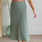 Green Ditsy Floral Simple Midi Skirt Skirts Be Cool