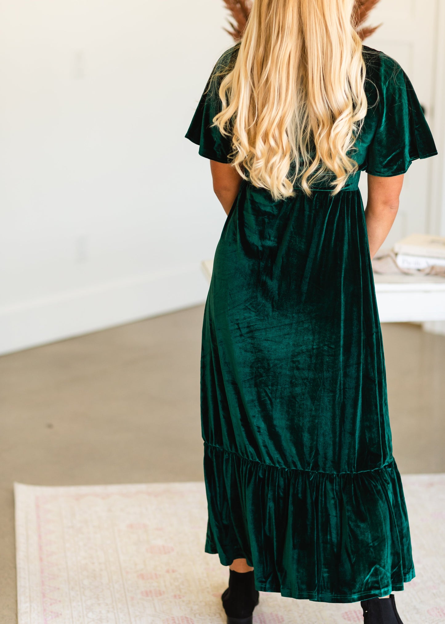 Green Embroidered Velvet Maxi Dress Dresses