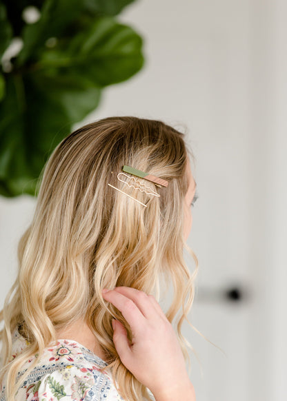 Green + Gold Bar Hair Pin Set Accessories