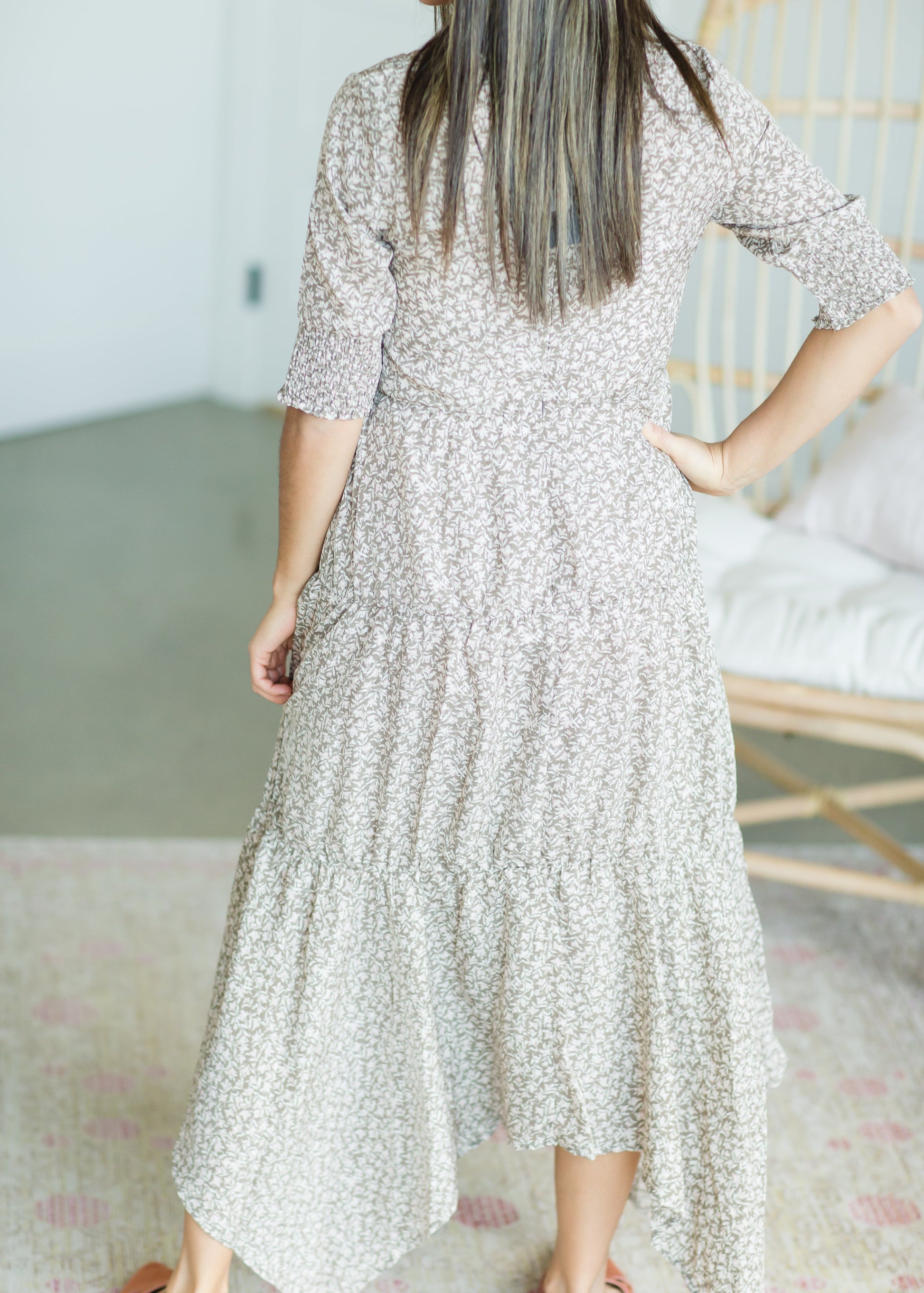 Green Leaf Print Midi Dress - FINAL SALE Dresses