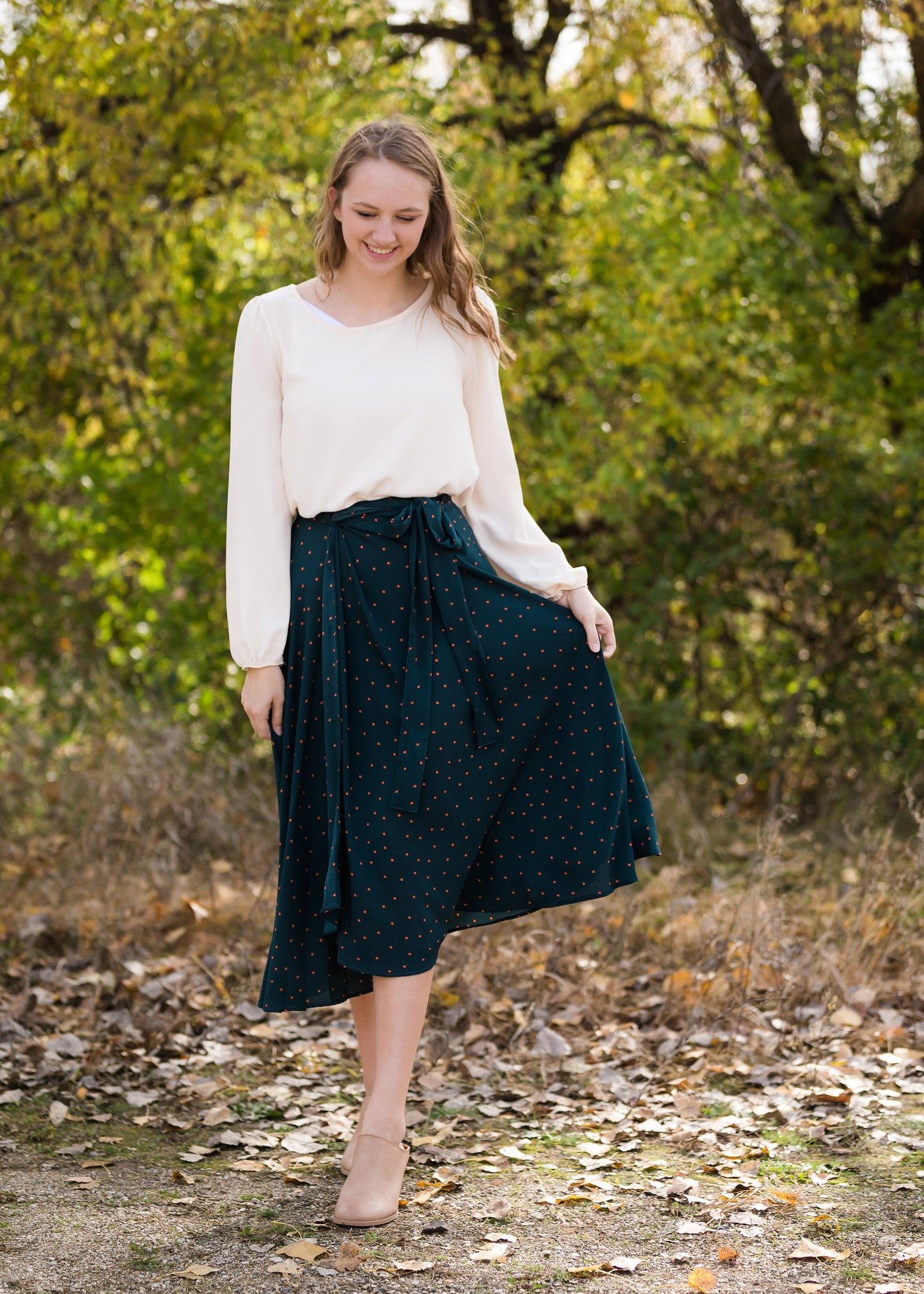 Green Polka Dot Wrap Midi Skirt - FINAL SALE Skirts