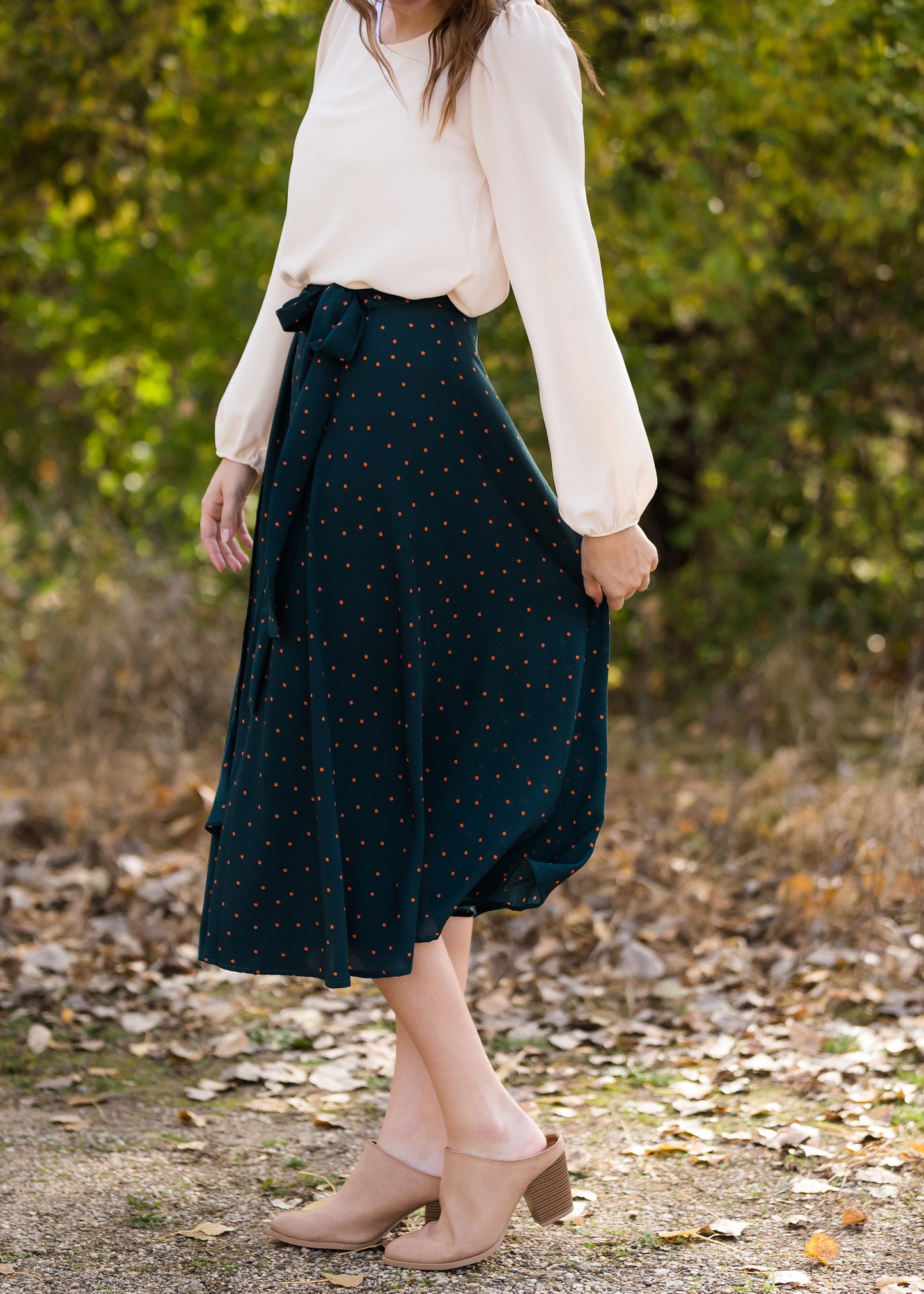 Green Polka Dot Wrap Midi Skirt - FINAL SALE Skirts