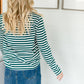 Green Striped Pink Detail Top - FINAL SALE Tops