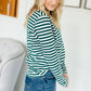Green Striped Pink Detail Top - FINAL SALE Tops