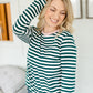 Green Striped Pink Detail Top - FINAL SALE Tops