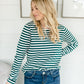 Green Striped Pink Detail Top - FINAL SALE Tops