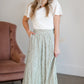 Green Tiny Floral Maxi Skirt Skirts Mikarose