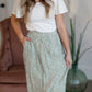 Green Tiny Floral Maxi Skirt Skirts Mikarose