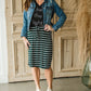 Green + White Striped Tie Front Midi Skirt - FINAL SALE Skirts
