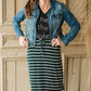 Green + White Striped Tie Front Midi Skirt - FINAL SALE Skirts