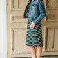Green + White Striped Tie Front Midi Skirt - FINAL SALE Skirts
