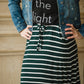 Green + White Striped Tie Front Midi Skirt - FINAL SALE Skirts