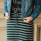 Green + White Striped Tie Front Midi Skirt - FINAL SALE Skirts