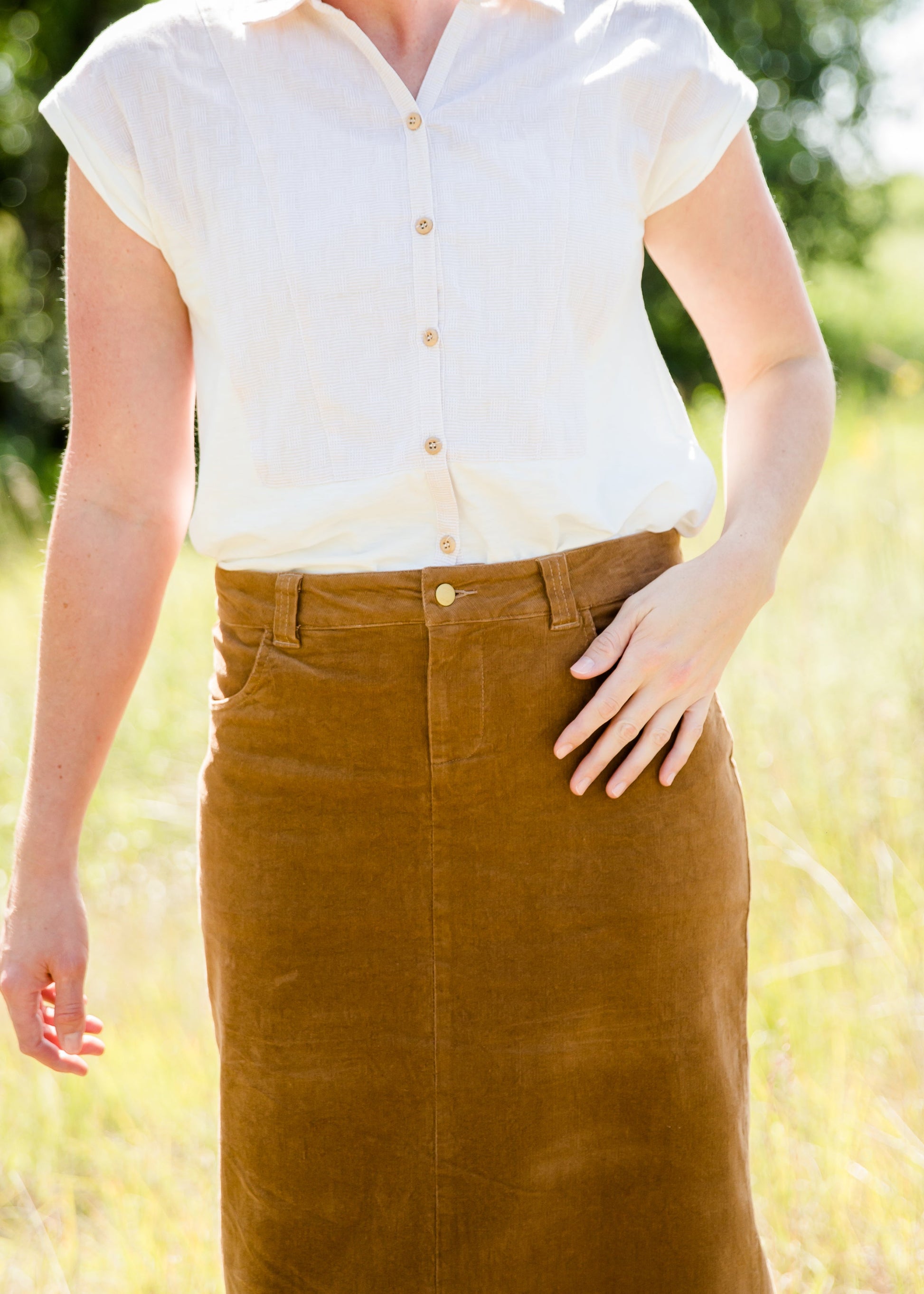 womens long corduroy maxi skirt in fall colors