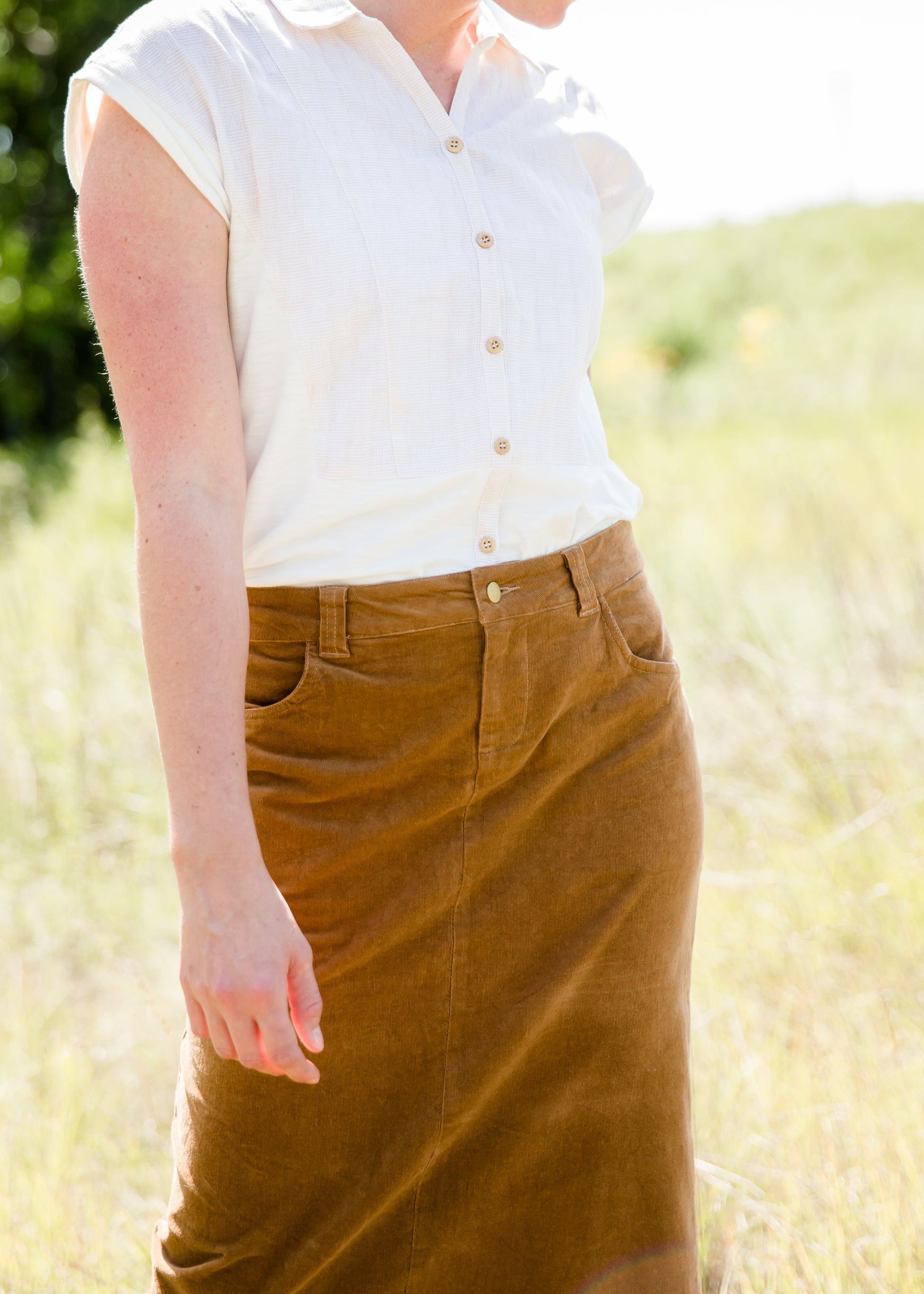womens long corduroy maxi skirt in fall colors