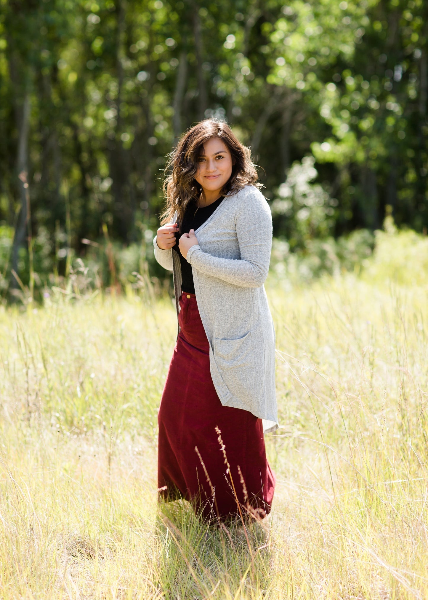 womens long corduroy maxi skirt in fall colors