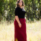 womens long corduroy maxi skirt in fall colors