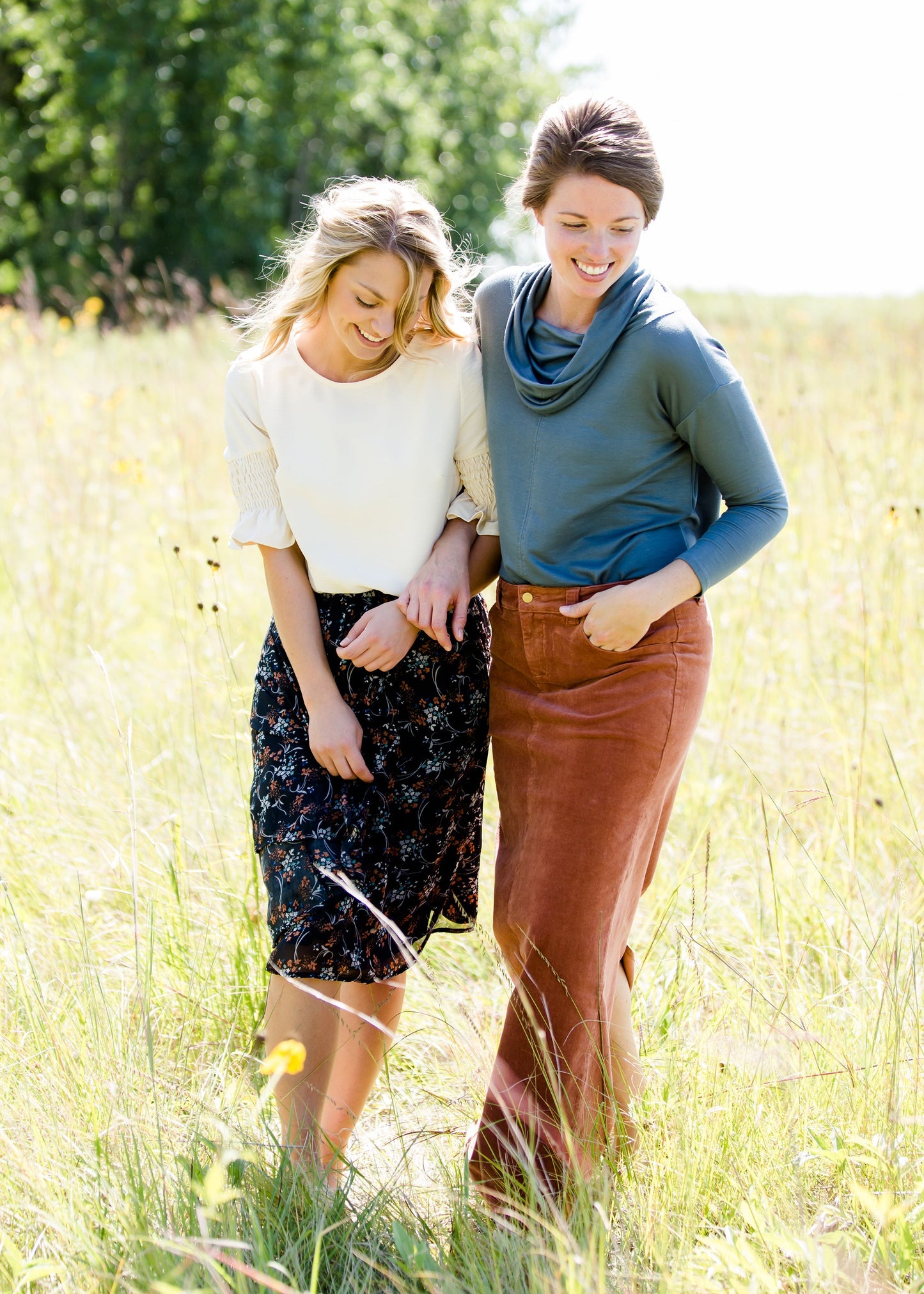 womens long corduroy maxi skirt in fall colors