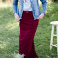 womens long corduroy maxi skirt in fall colors