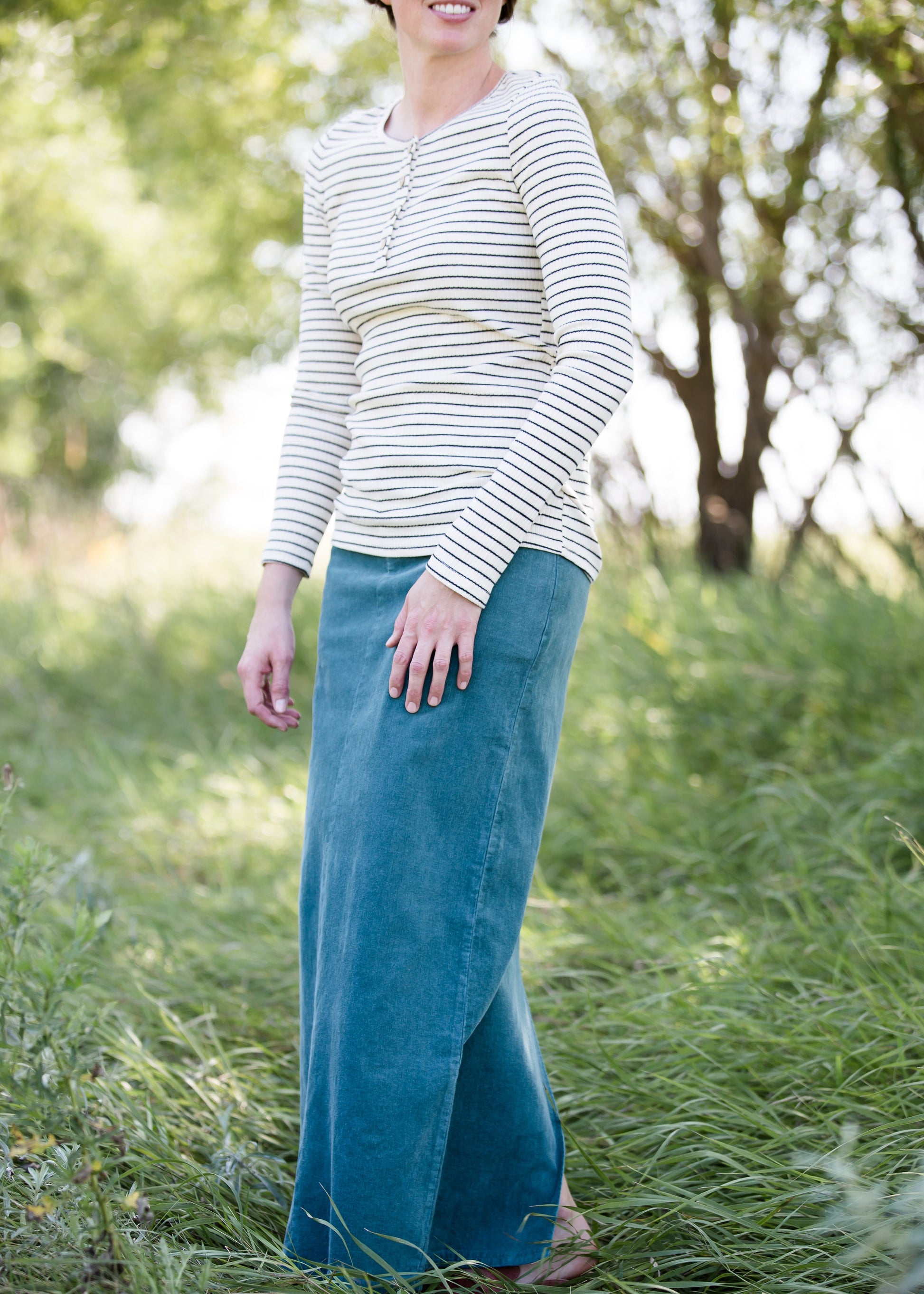 womens long corduroy maxi skirt in fall colors