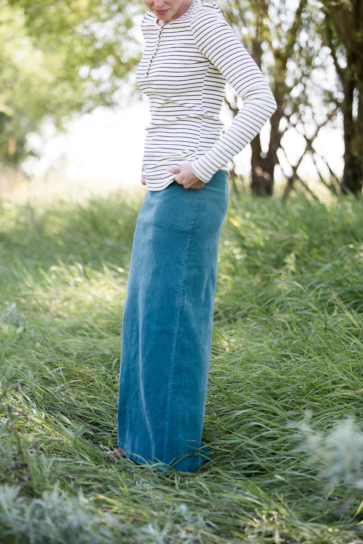 womens long corduroy maxi skirt in fall colors