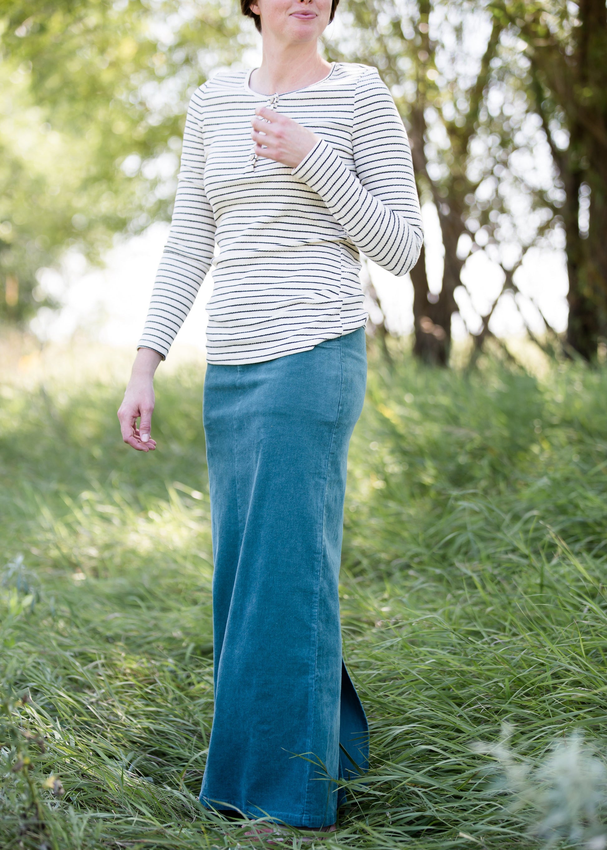 womens long corduroy maxi skirt in fall colors