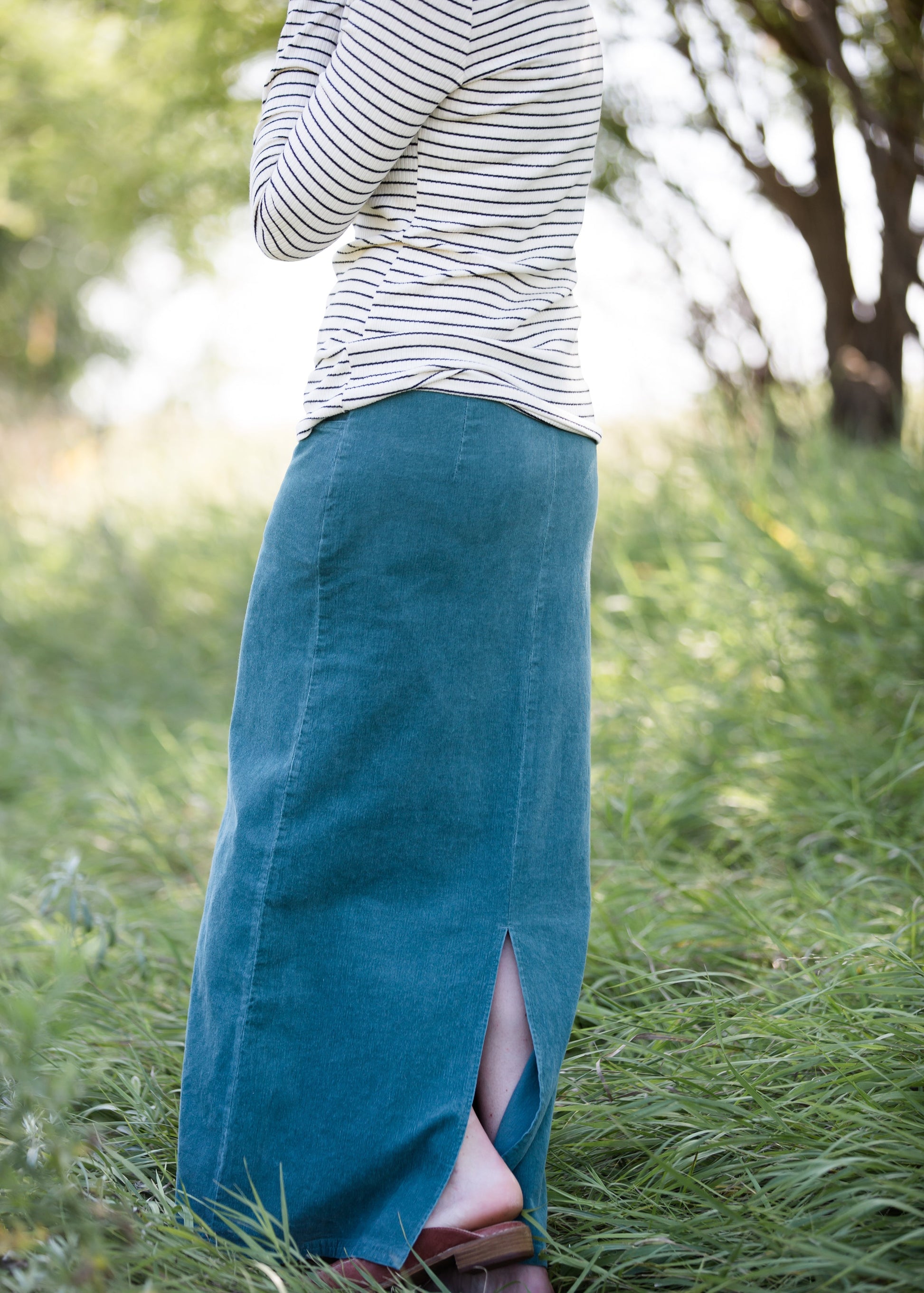 womens long corduroy maxi skirt in fall colors