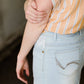 Women's long light wash modest denim-jean skirt with lace pockets
