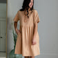 Half Button Up Midi Dress with Distressed Detail Dresses Polagram