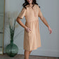 Half Button Up Midi Dress with Distressed Detail Dresses Polagram