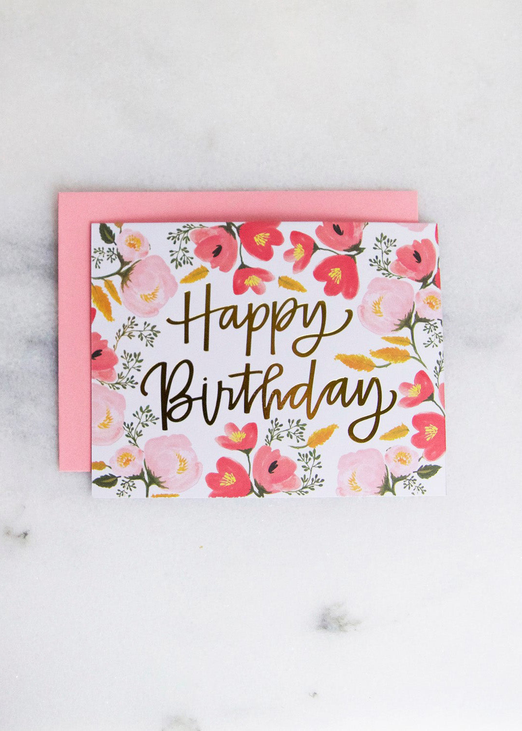 Happy Birthday Pink Floral Greeting Card - FINAL SALE Home + Lifestyle
