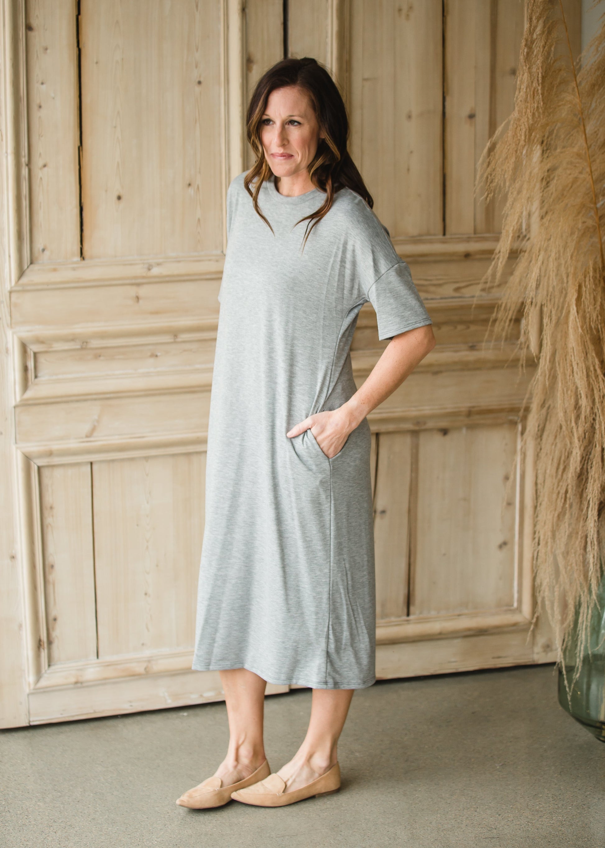 Heather Gray French Terry Midi Dress - FINAL SALE Dresses