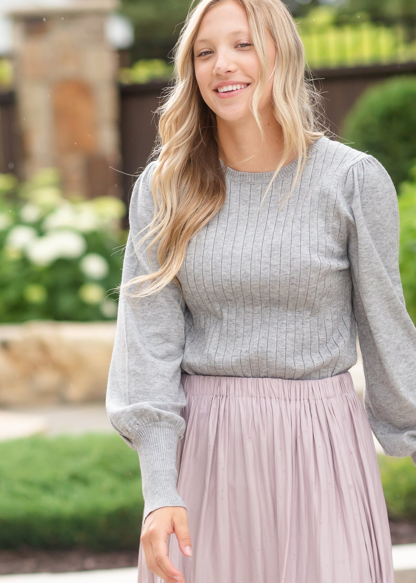 Heather Gray Ribbed Long Sleeve Sweater - FINAL SALE Tops