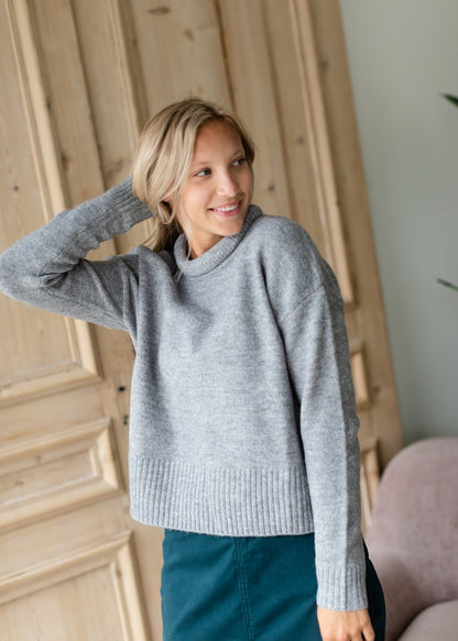 Heather Gray Roll Neck Sweater - FINAL SALE Tops