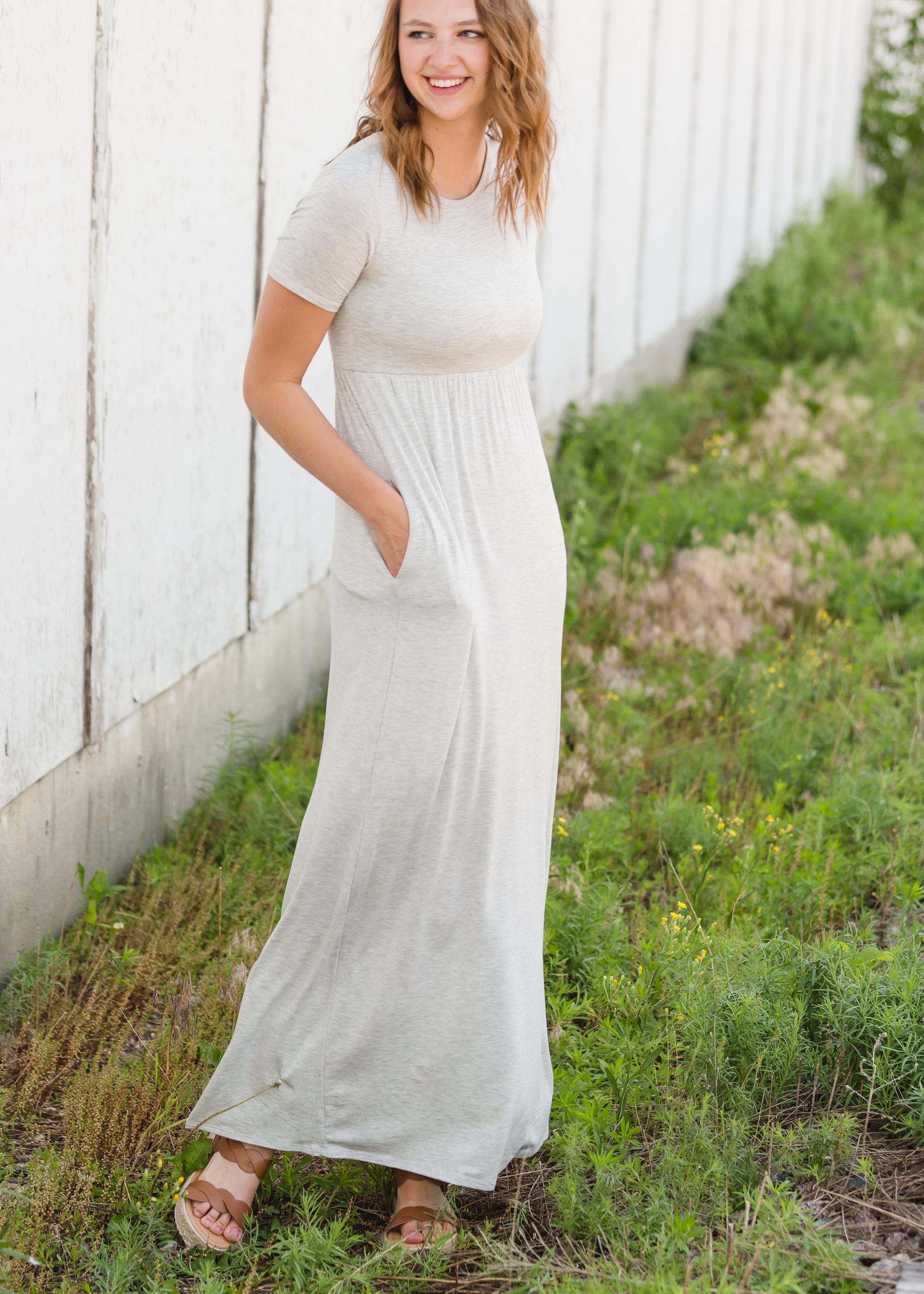 Heather Gray Short Sleeve Stretch Maxi Dress - FINAL SALE Dresses